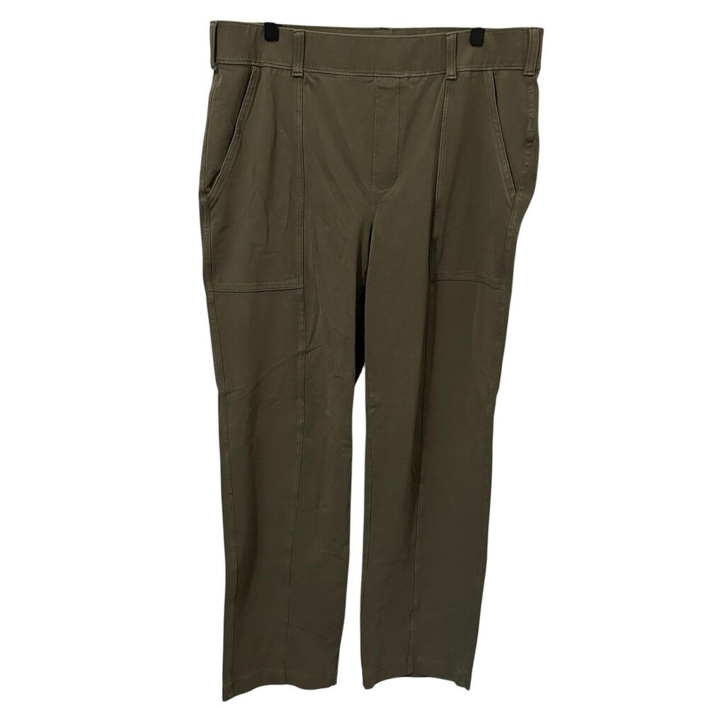 Lands End Starfish Pants Womens L Tall 14-16 Olive Straight Leg Pull On Capsule